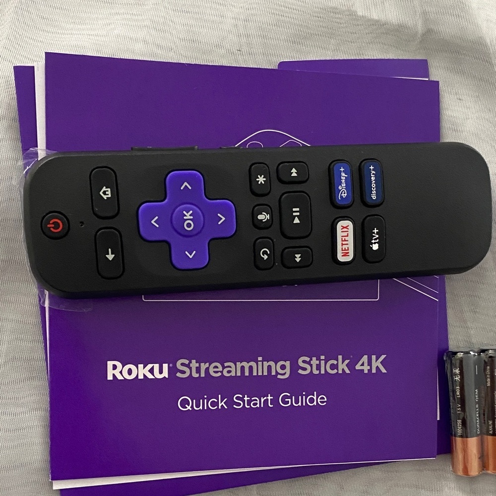 Roku 4K Streaming Device with Black and Purple Remote